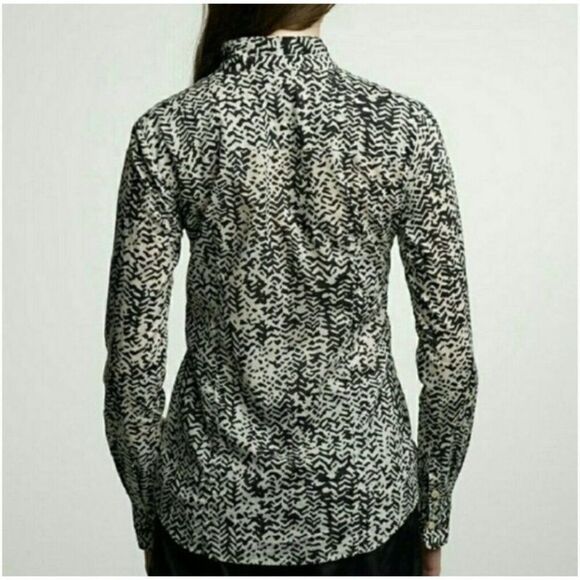 J. Crew Strada Fan Placket Perfect Shirt, Black/Cream, 100% Cotton, size 4 - Picture 3 of 13